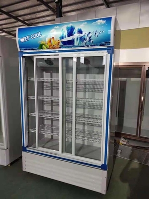 1168L Glass Door Display Freezer , 110V To 240V 3 Sliding Door Refrigerator